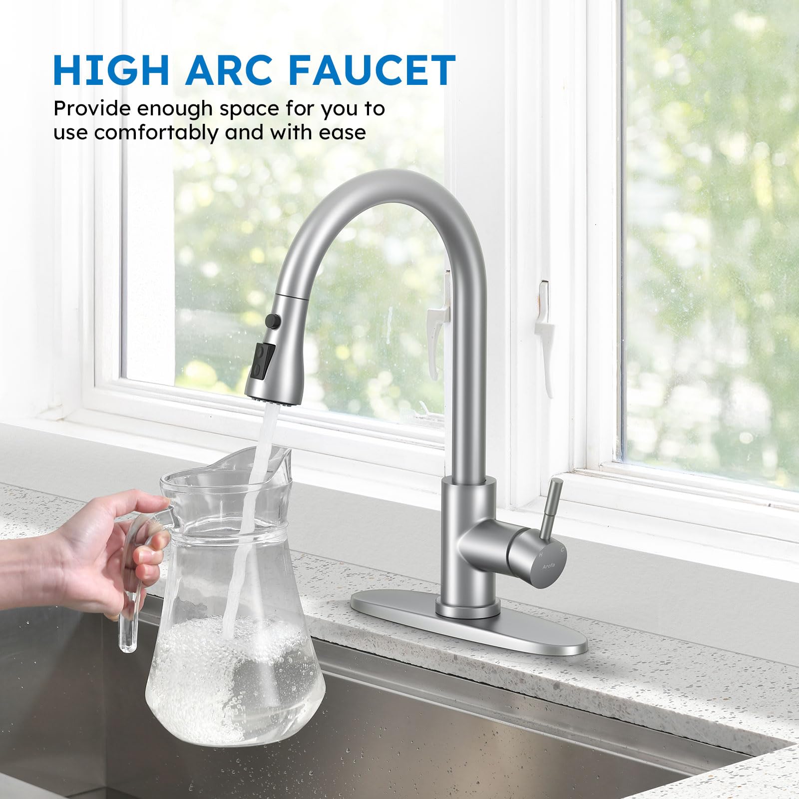 Arofa faucet packaging showing quick-install hardware for DIY setup