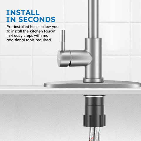 Arofa stainless steel faucet with metal connectors for durability