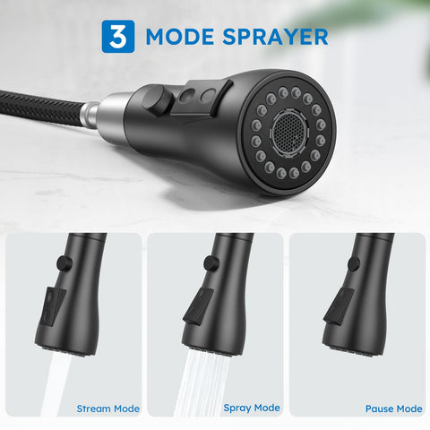 Arofa kitchen faucet with 3-function sprayer for versatile washing