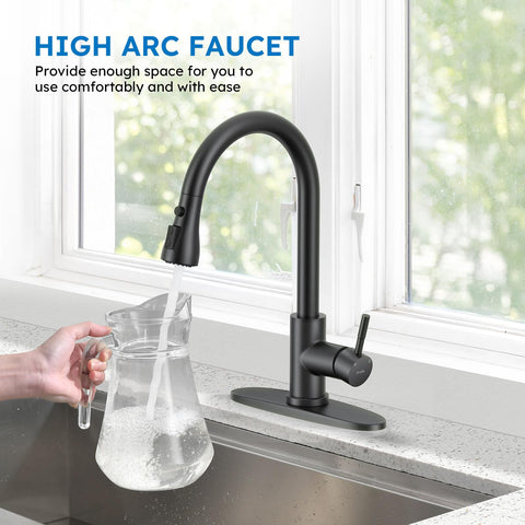 Arofa matte black faucet with ceramic valve for durability