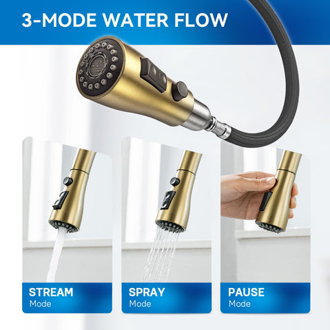 Arofa pull-out sprayer installation shown with pre-installed hoses for quick setup