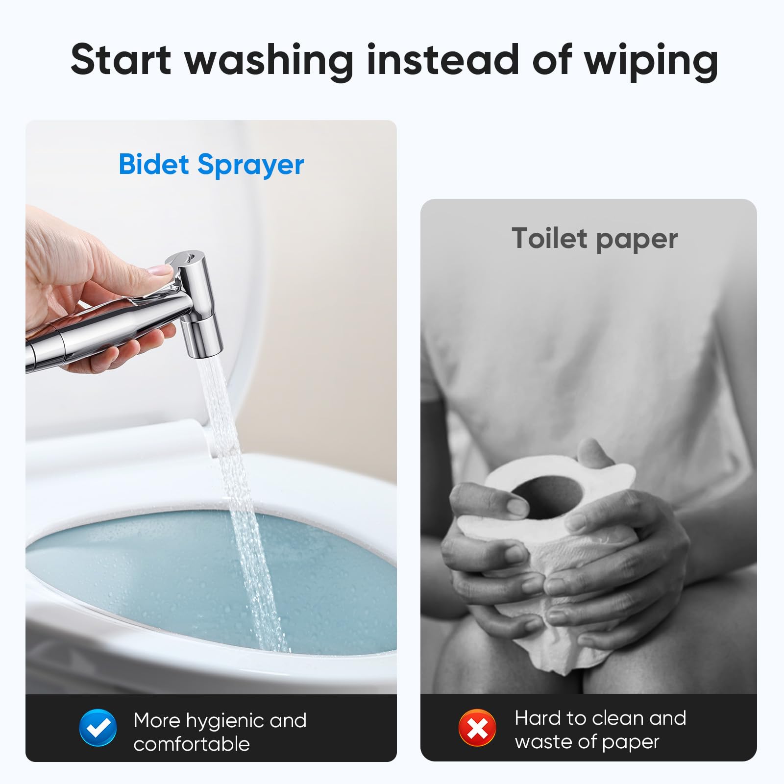 Arofa bidet sprayer stainless steel hose ensures durability and rust resistance