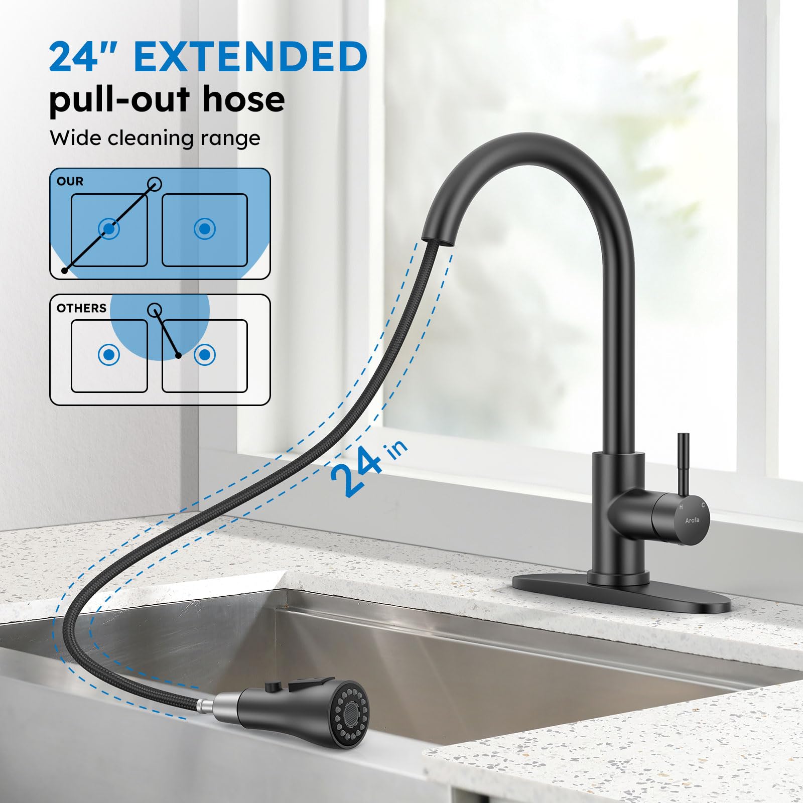 Arofa stainless steel single-handle faucet with precise temperature control