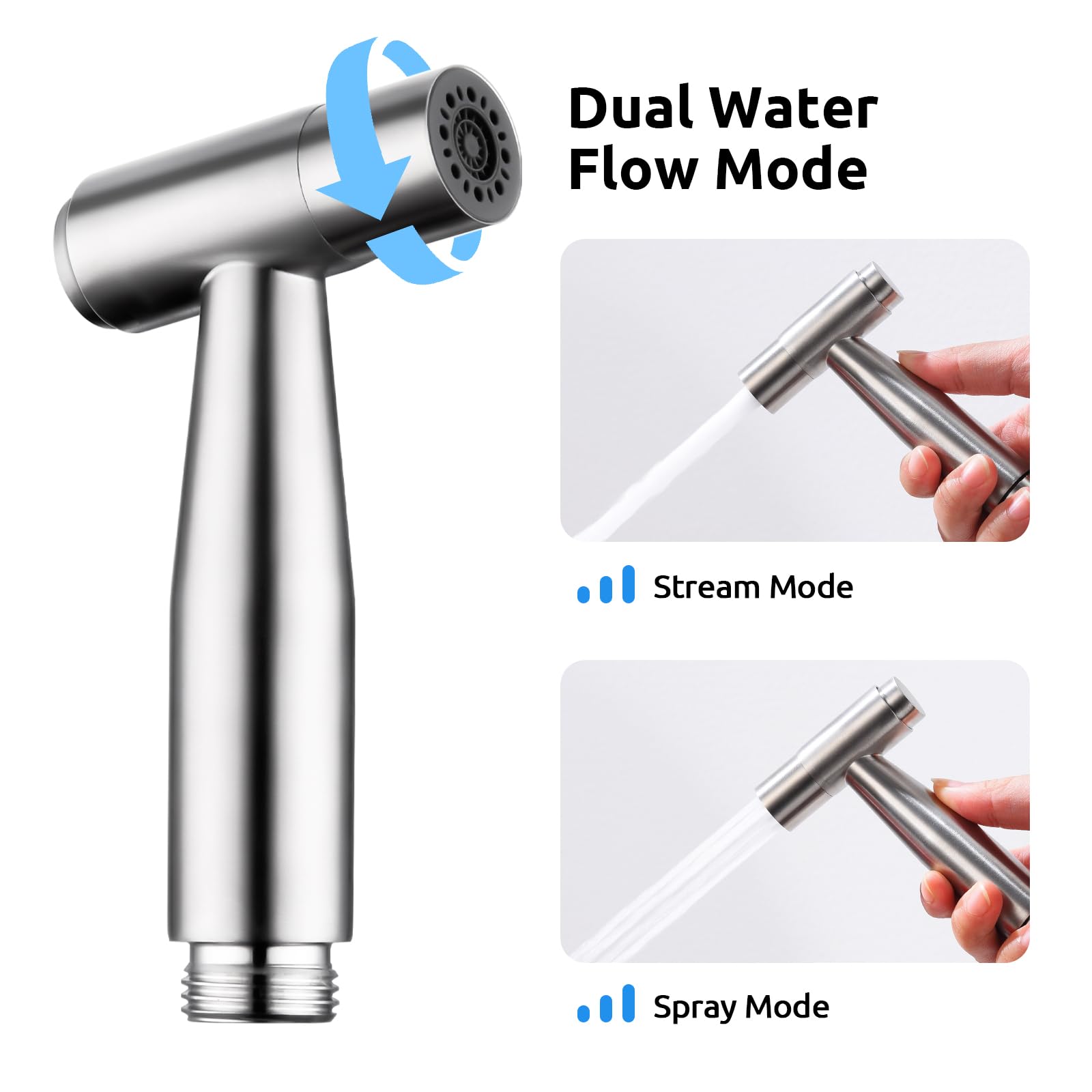 Arofa water flow adjustment feature for versatile rinsing.