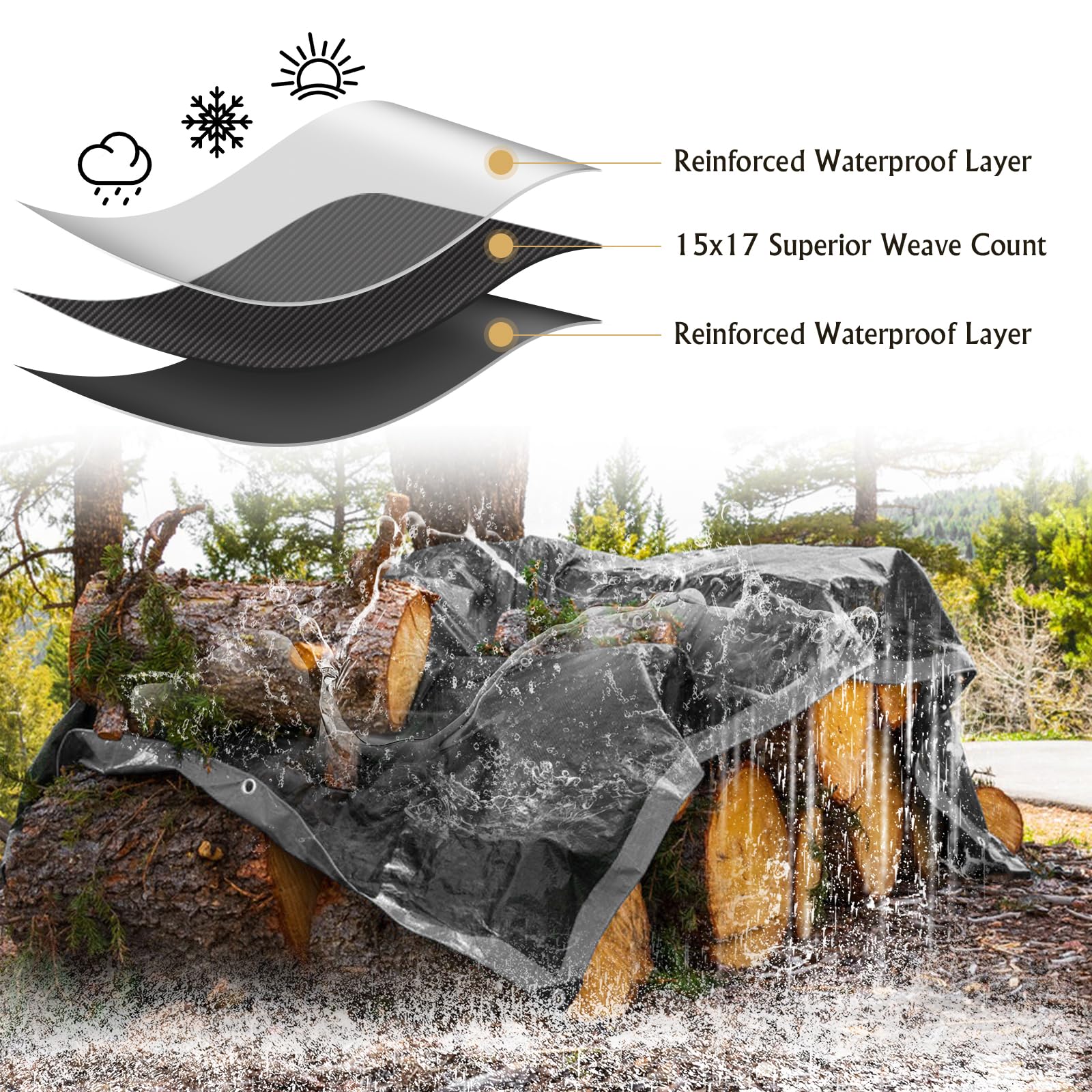 AROIC 16mil tarp in silver-black design for rugged outdoor use