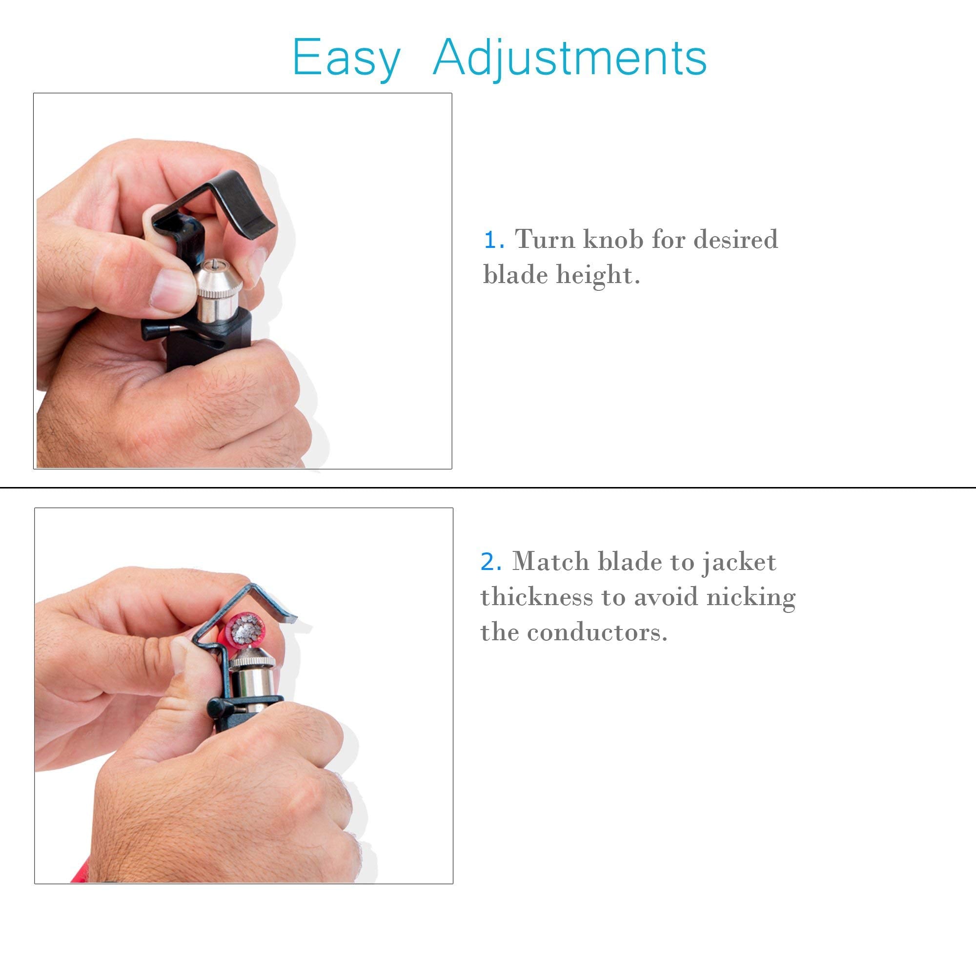 AROLAX Round Cable Stripper performing window slit with clean edge