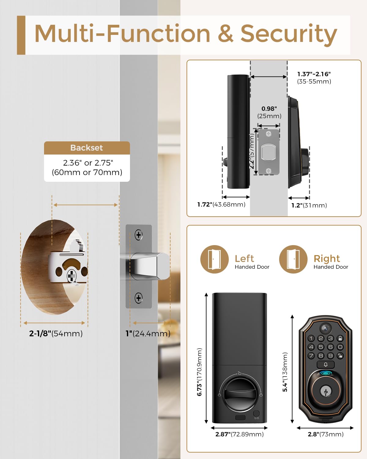ARPHA WiFi Video Smart Lock easy installation on standard doors.