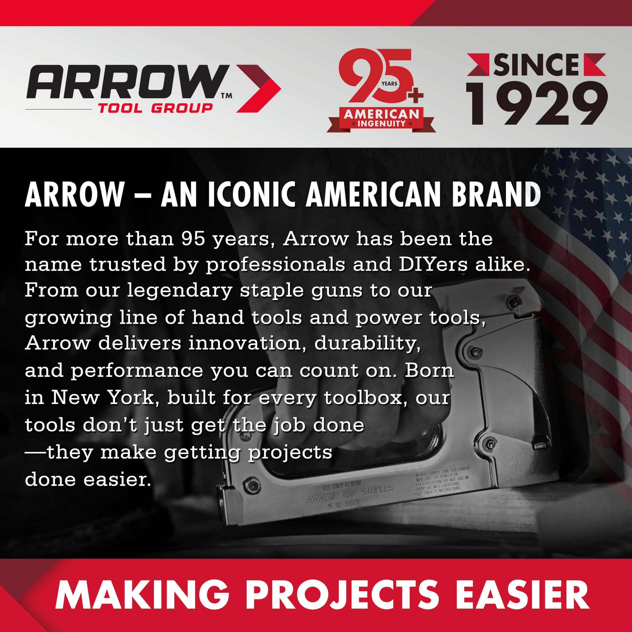 Arrow Fastener 16-inch level shown magnetically attached to metal for hands-free work.