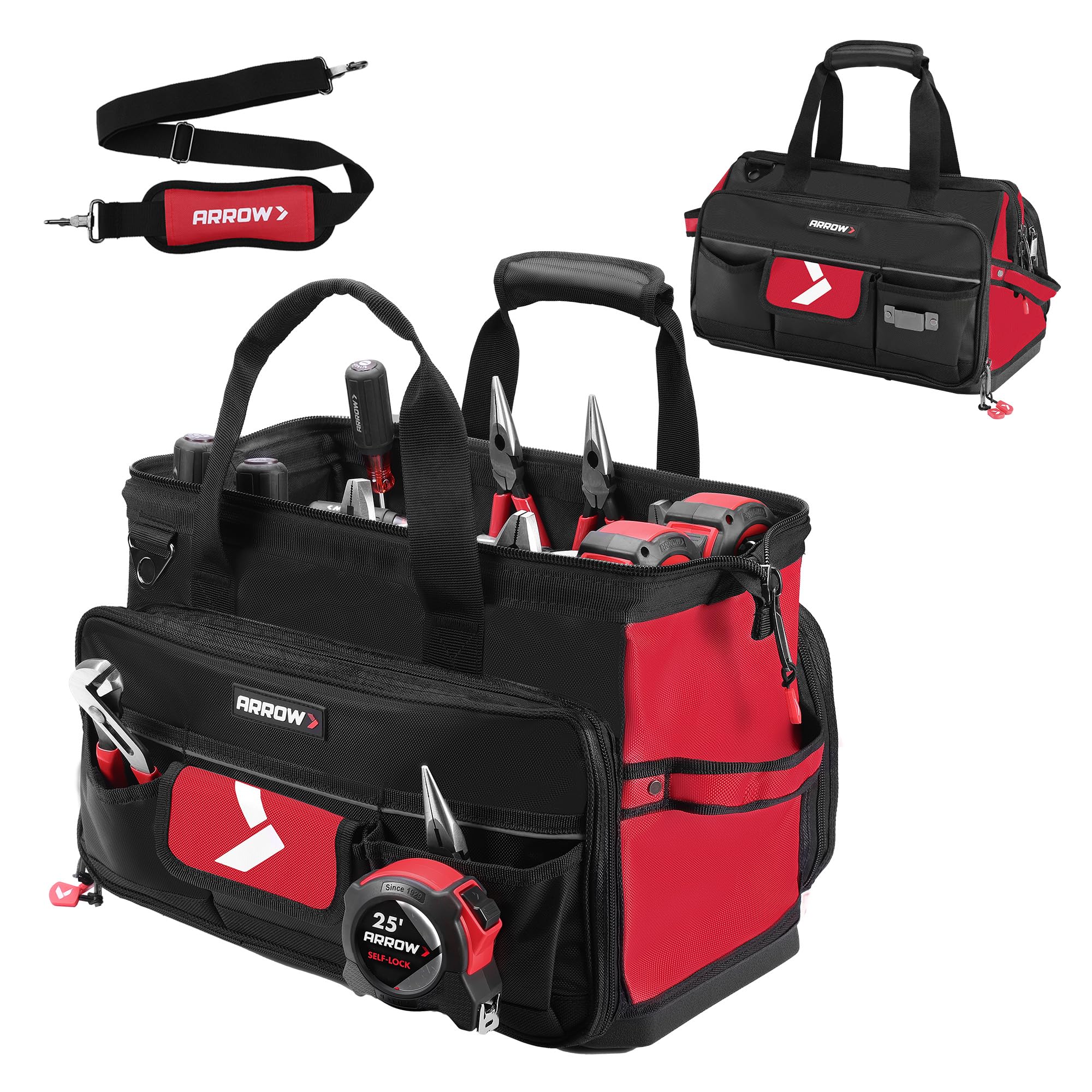 ARROW Fastener 17-inch tool bag, wide mouth for quick tool access.