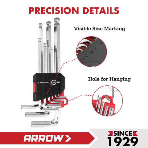 Arrow Fastener hanging hole design enables wall-mounted storage for easy access.