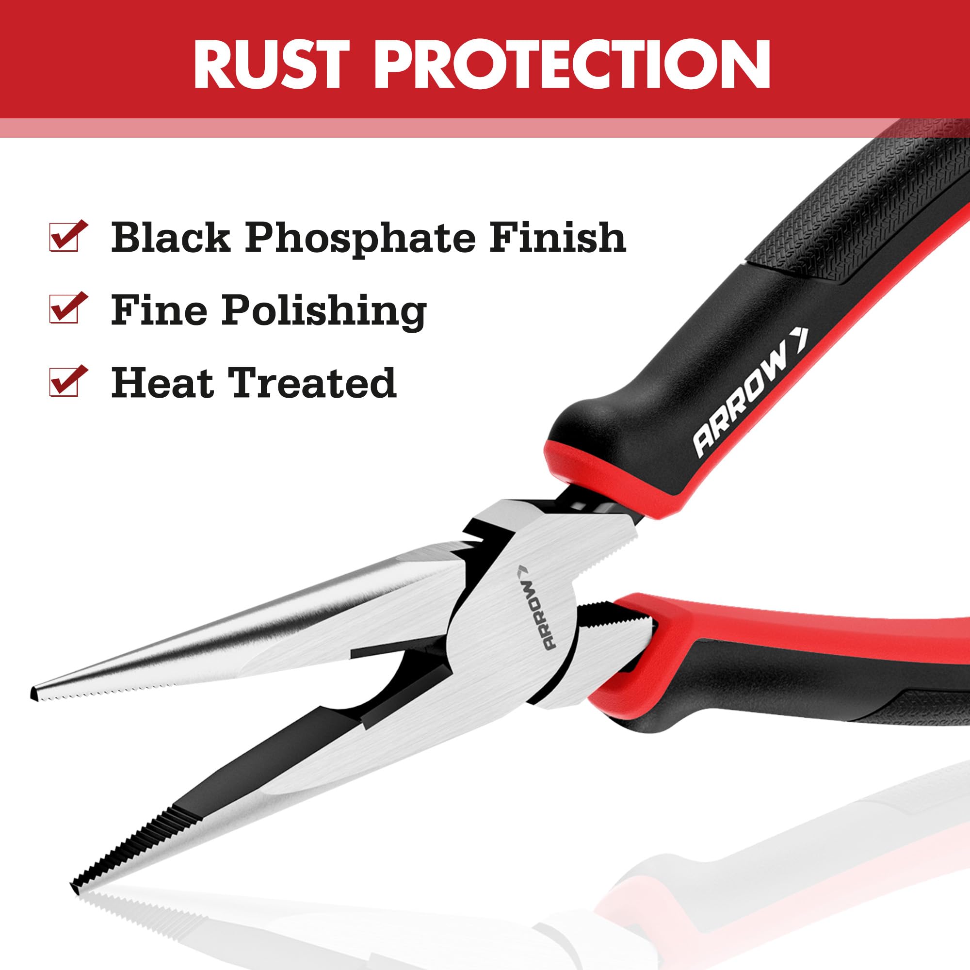 ARROW 3PC Pliers Set ergonomic TPR handles, non-slip grip for comfortable use.