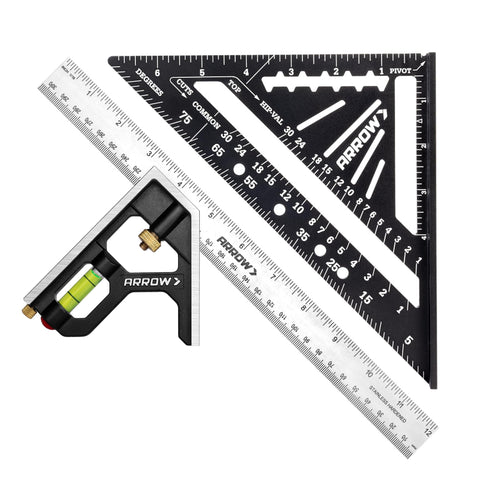Arrow Fastener 7-inch carpenter square used for precise framing layouts.