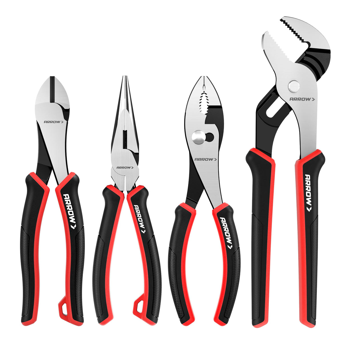 Arrow Fastener 8in diagonal pliers with sharp jaws for efficient wire cutting.