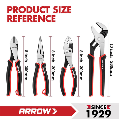 Arrow Fastener 8in slip-joint pliers with adjustable jaws for versatile tasks.