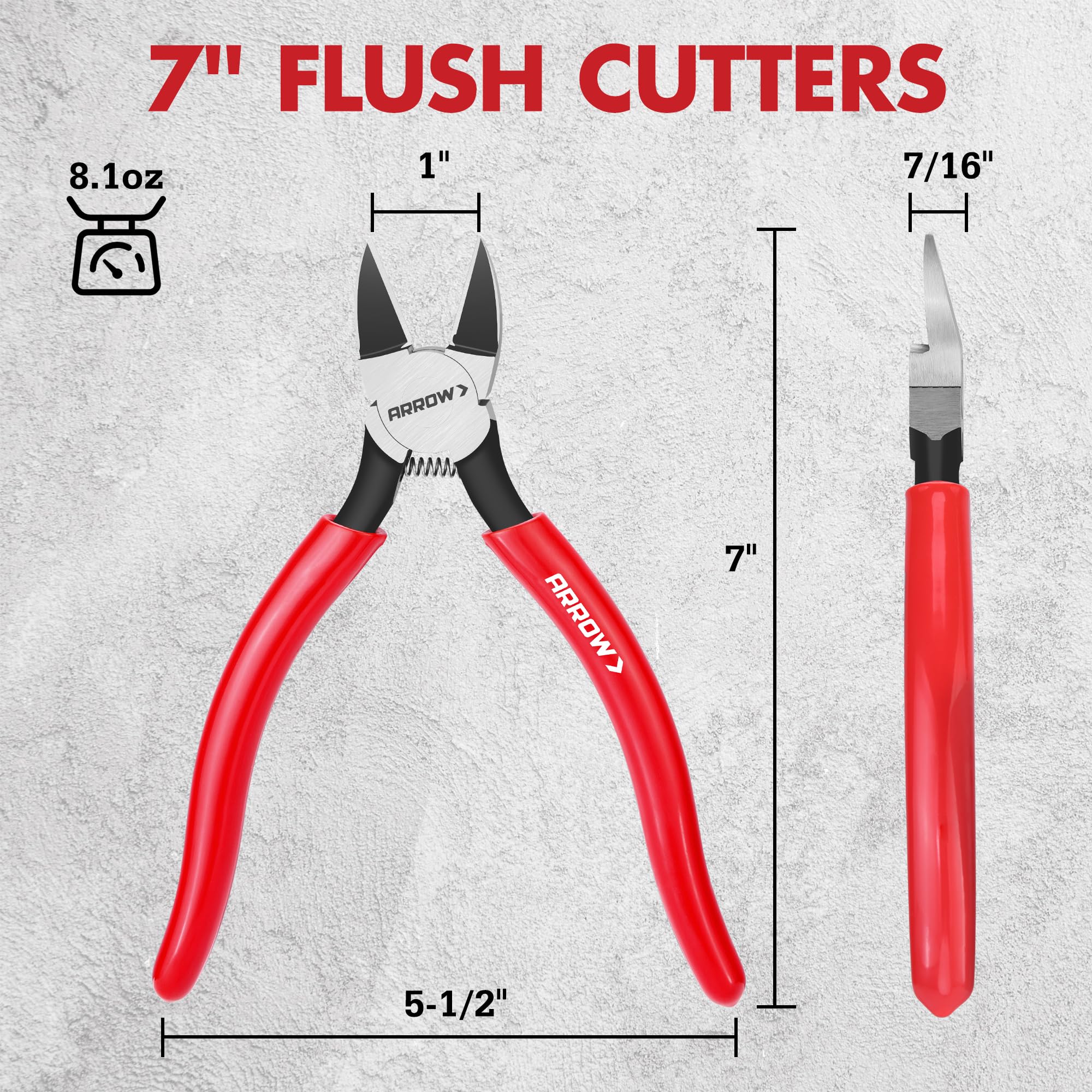Close-up of flush-cut capability on Arrow Fastener cutters cutting a wire