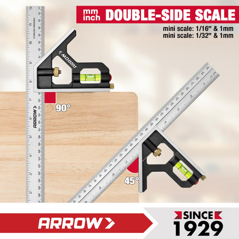 Arrow Fastener dual-scale ruler offers precise 1/16 and 1/32 measurements