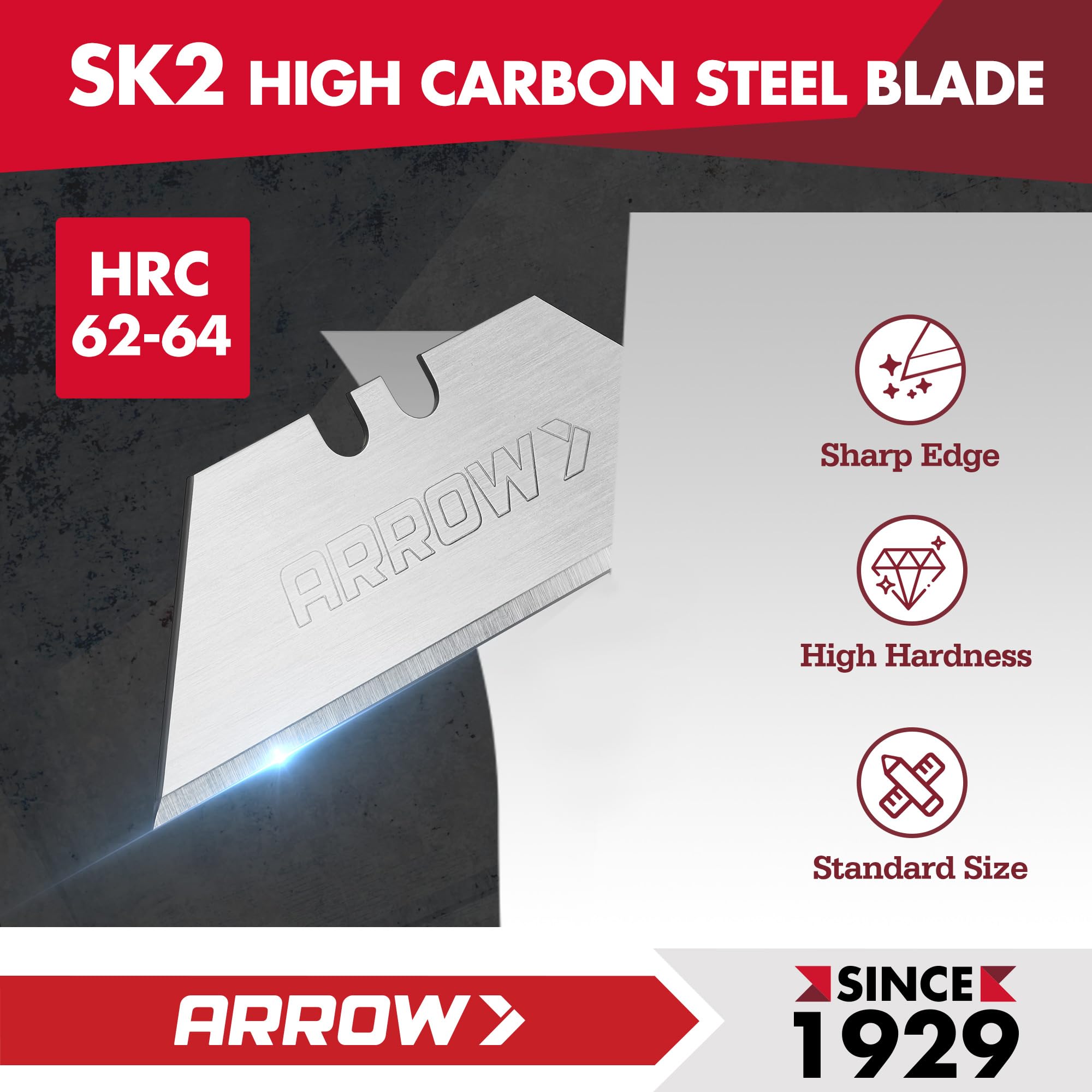 Arrow Fastener SK2 blades with dimensions fit standard utility knives.