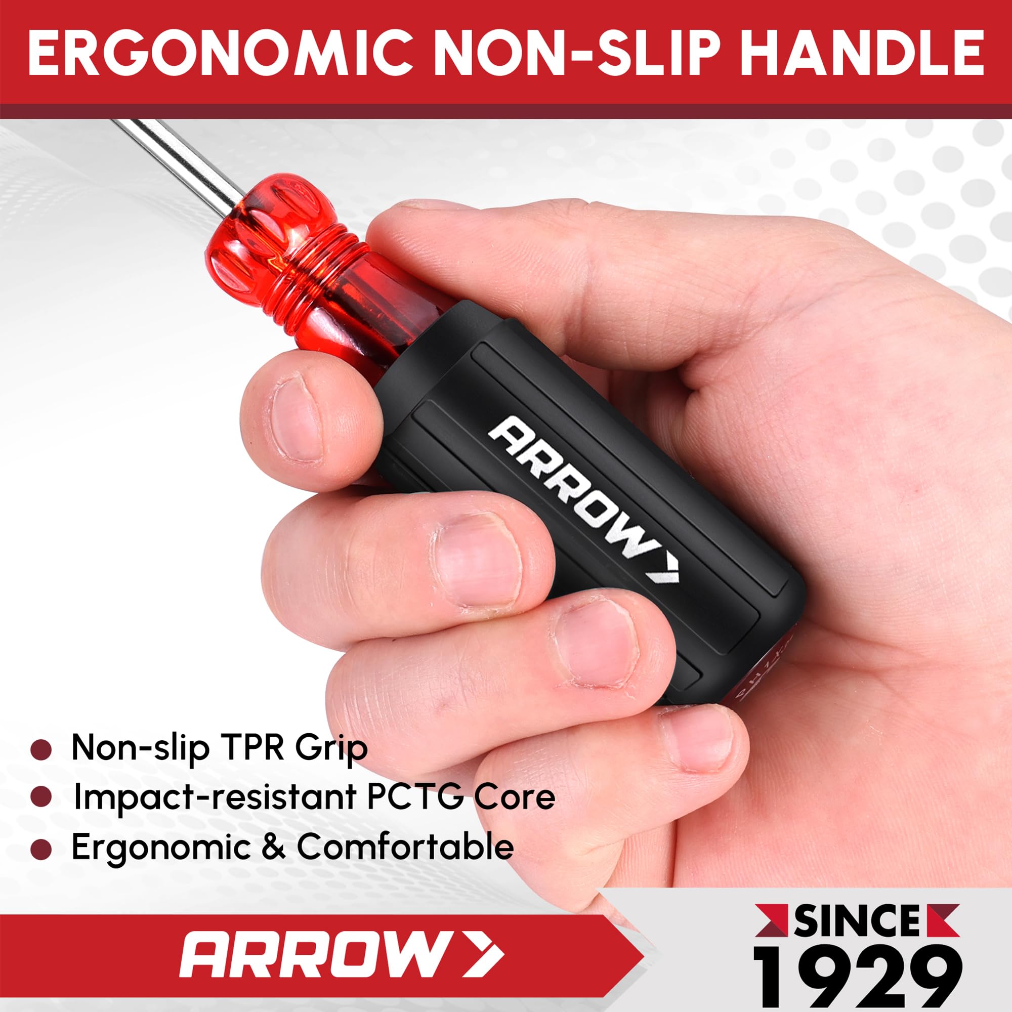 Arrow Fastener stubby screwdrivers with ergonomic handles for tight spaces