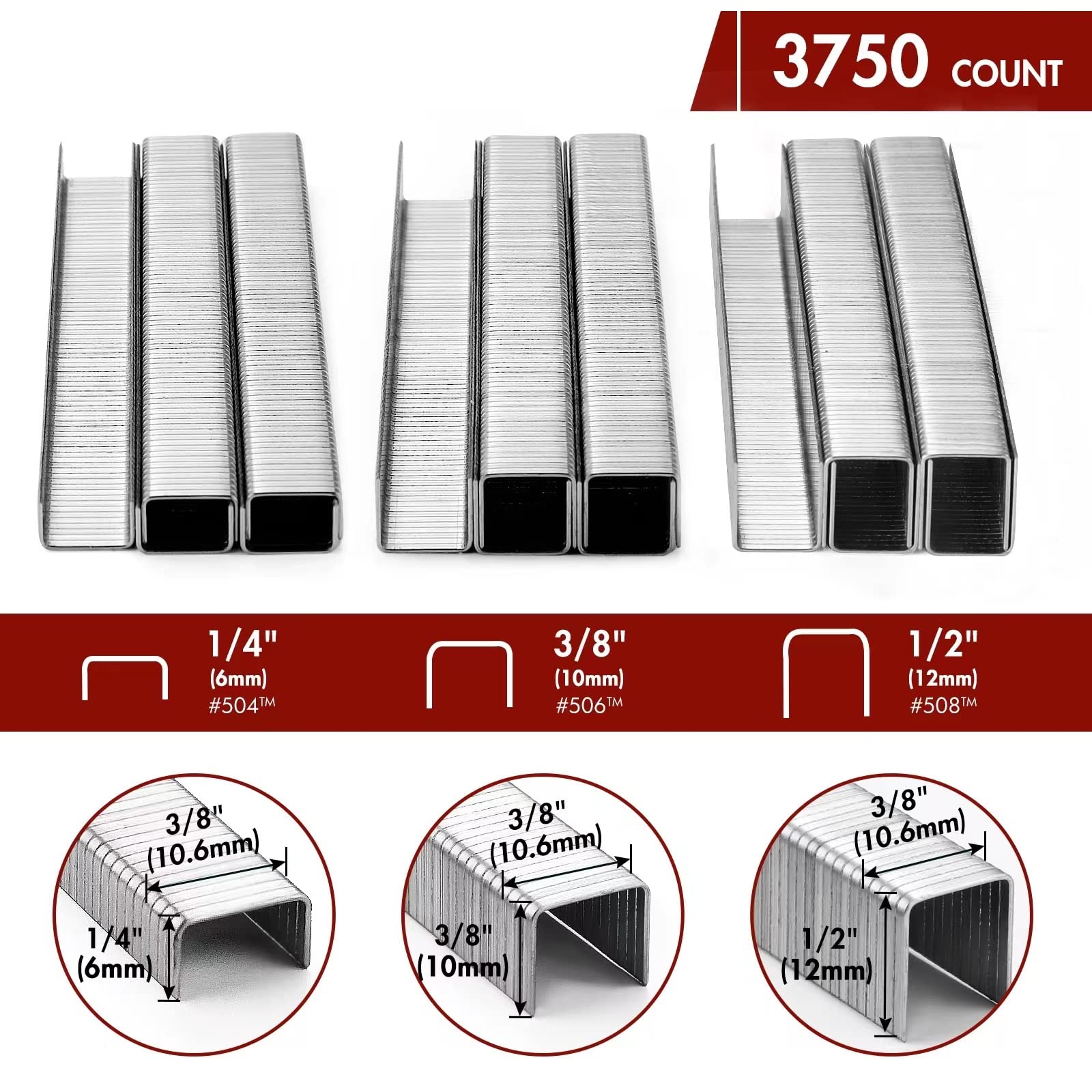 Close-up of Arrow Fastener PT50 staples for sturdy joints.