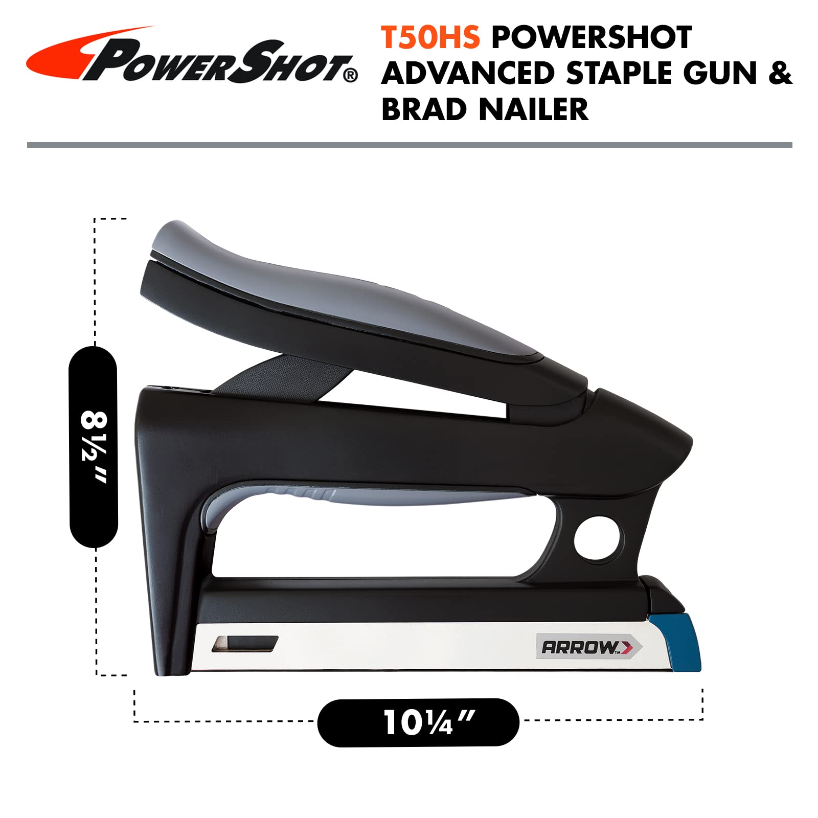 Arrow Fastener T50HS bottom-load magazine speeds reloads in busy workshops.