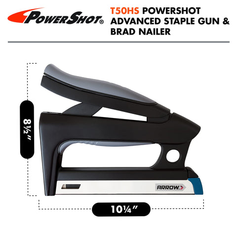 Arrow Fastener T50HS bottom-load magazine speeds reloads in busy workshops.