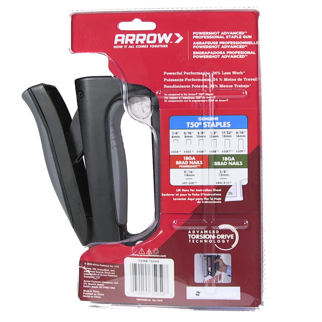 Arrow Fastener T50HS slim profile eases operation in tight spaces.