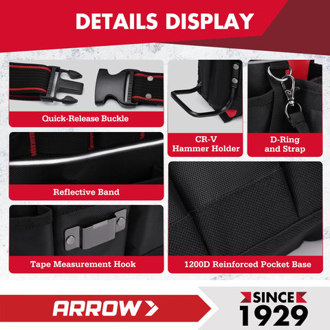 Rugged 840D Oxford fabric on Arrow Fastener tool belt