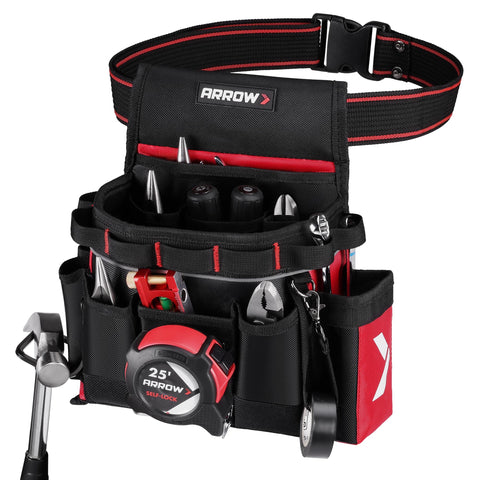 Arrow Fastener tool belt front view with 6 pockets for quick access