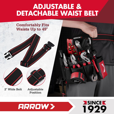 Reflective strip on Arrow Fastener tool belt for safety