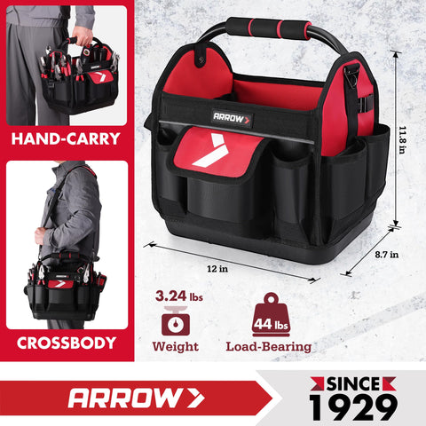 Arrow Fastener tool tote uses 840D Oxford fabric for durable, long-lasting use