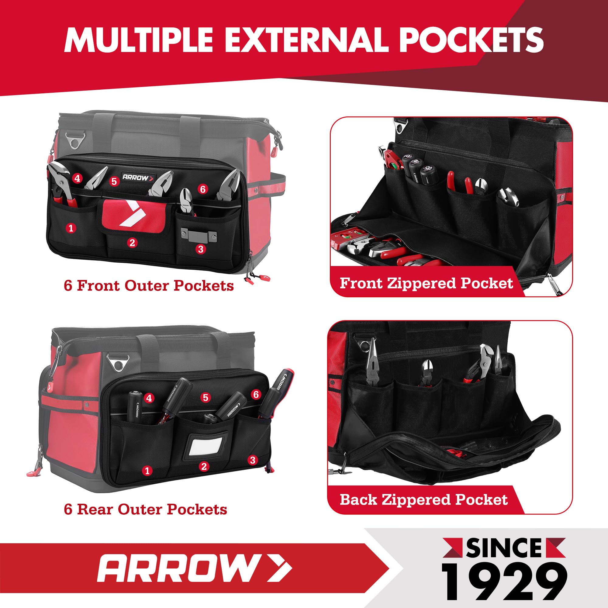 ARROW Fastener heavy-duty stitching and 1200D fabric endure job sites.