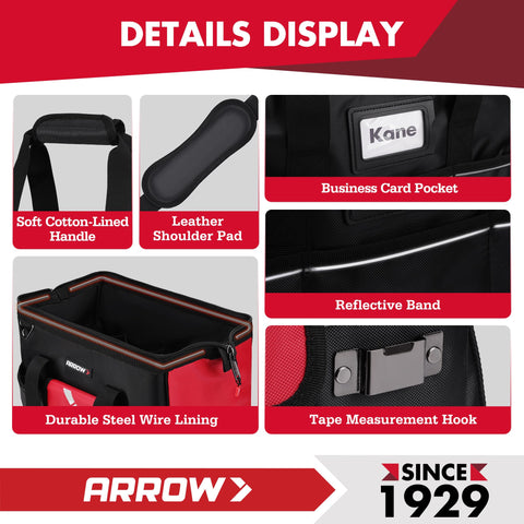 Arrow Fastener toolbag multiple pockets provide organized storage for tools