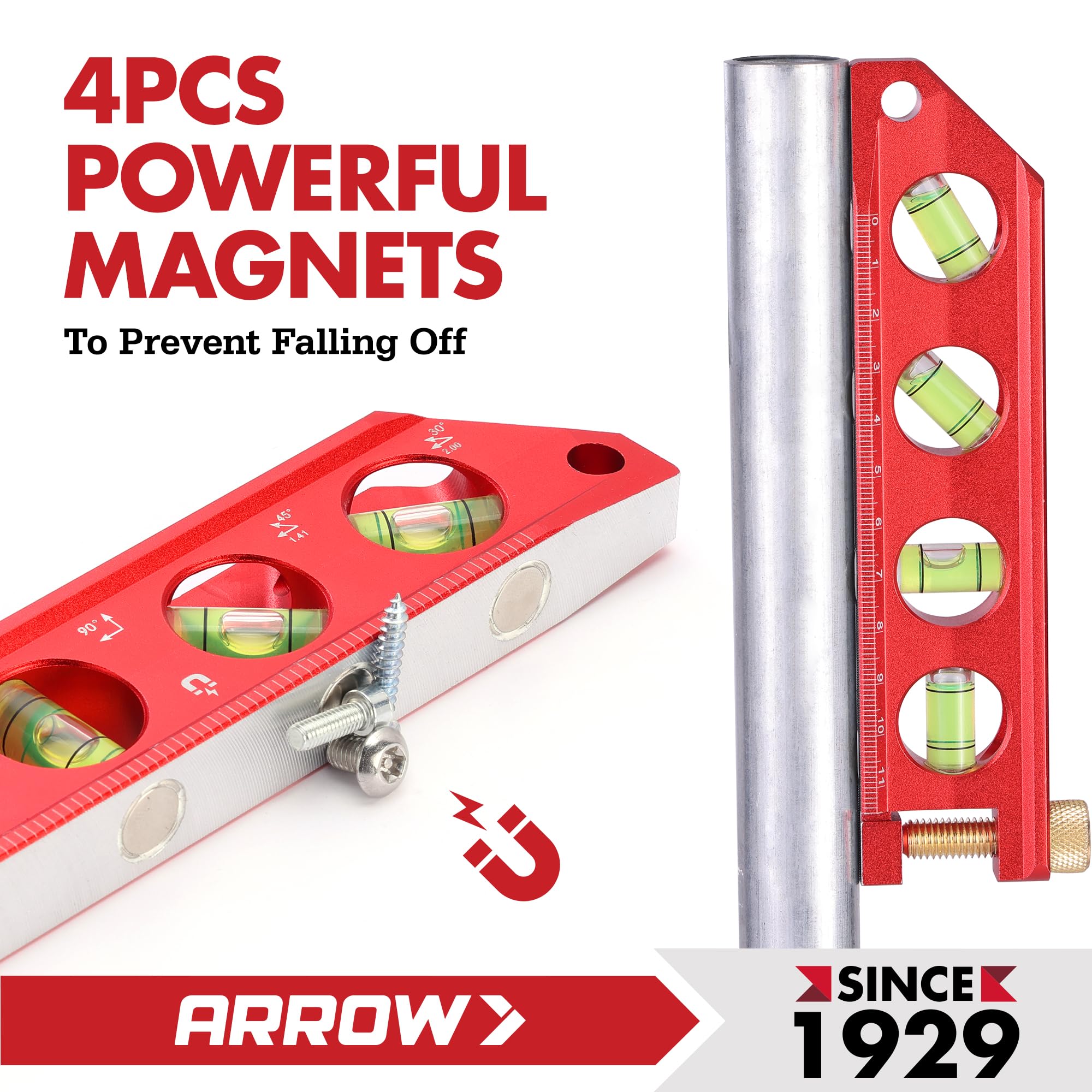 Arrow Fastener torpedo level aluminum frame designed for durability