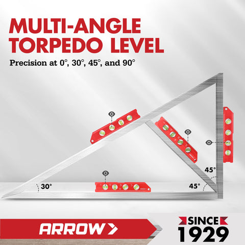 Arrow Fastener torpedo level compact 8-inch design fits tight spaces.