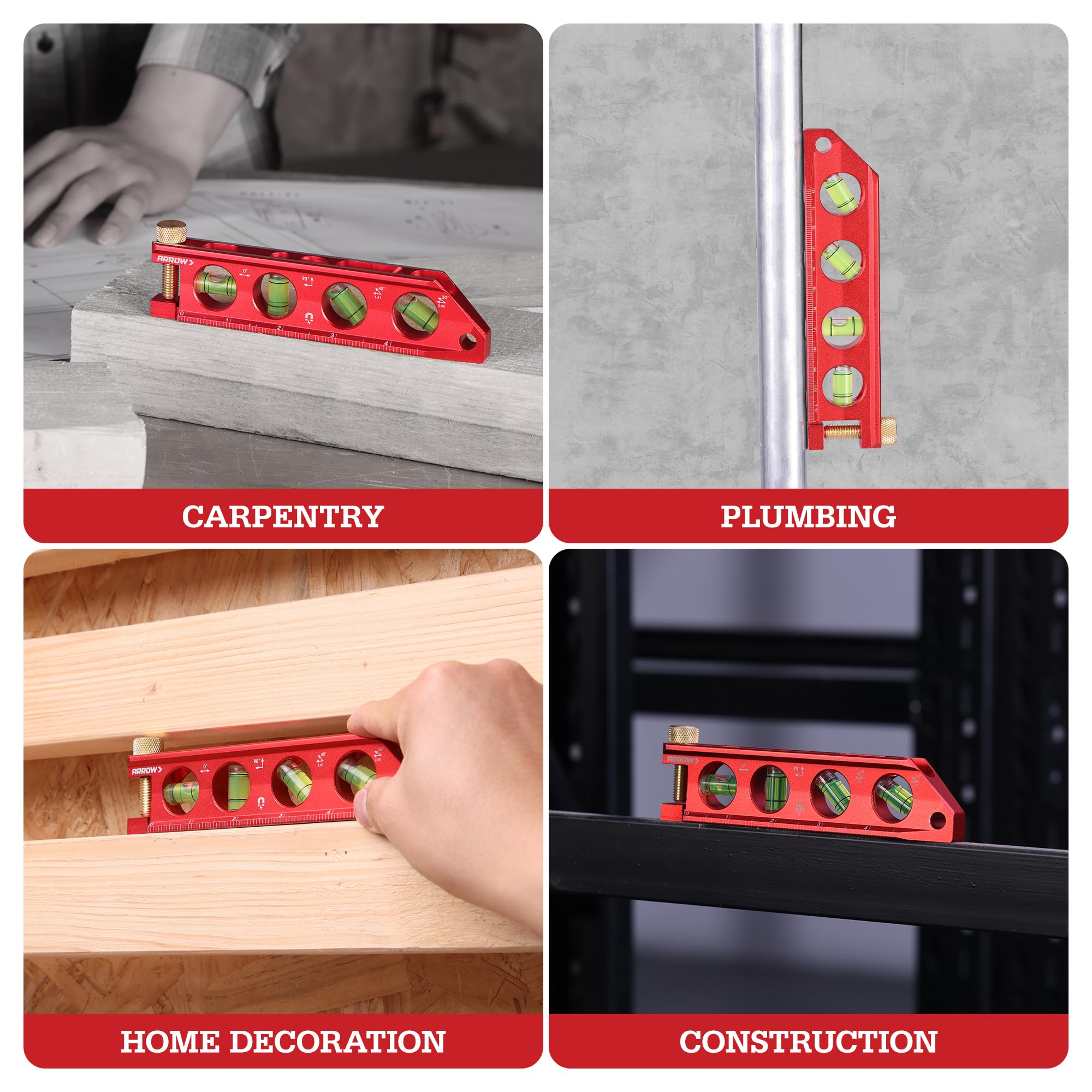 Arrow Fastener torpedo level high-visibility bubbles for faster readings
