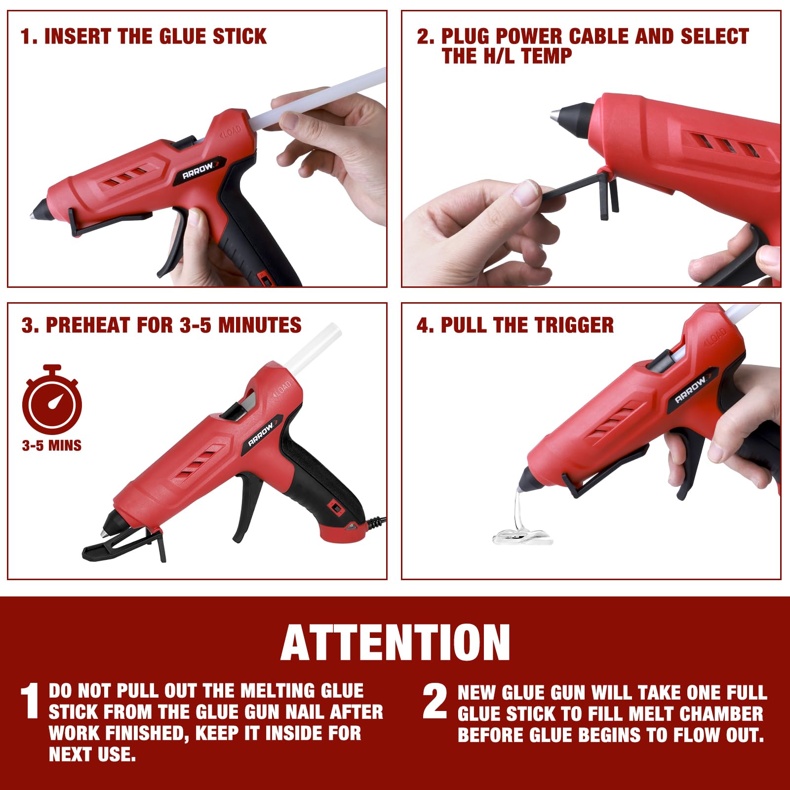 Arrow GT100DT safety features and stand for tidy work.