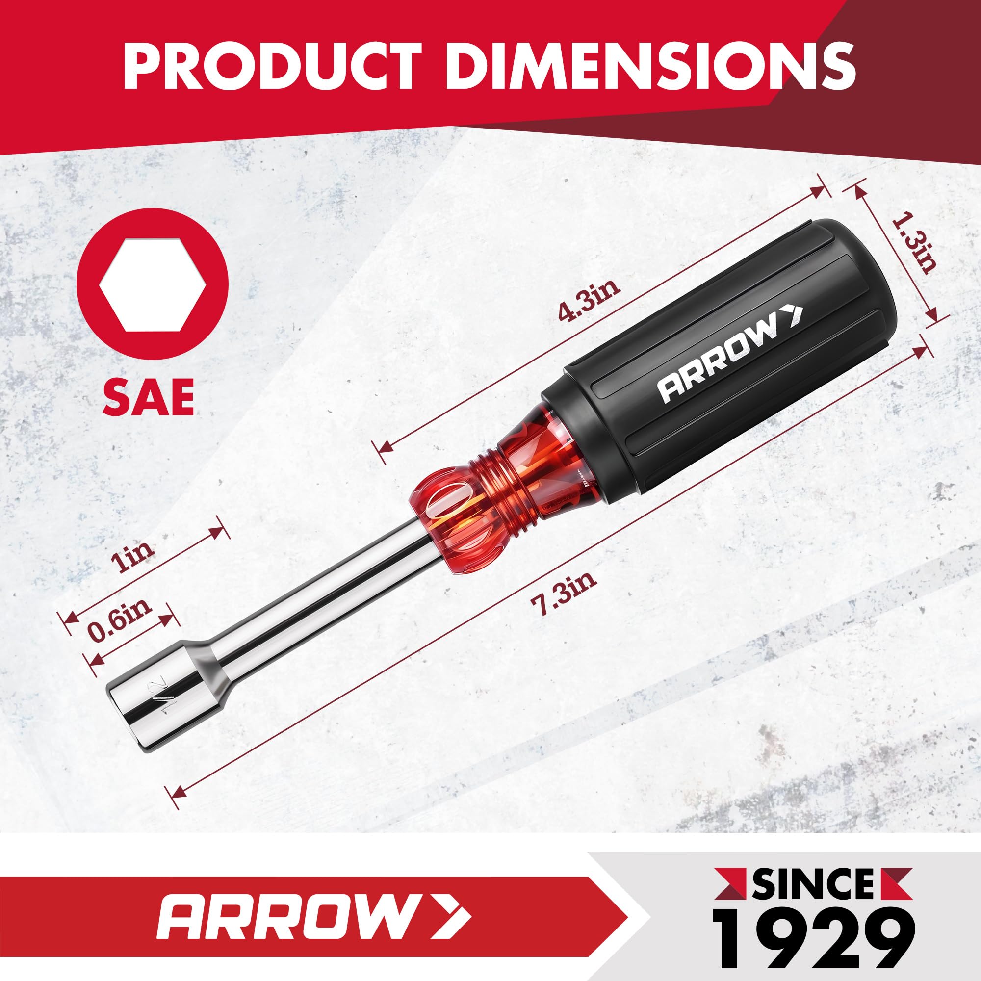 Arrow Nut Driver Set 7pc ideal for automotive, electrical, and home repairs