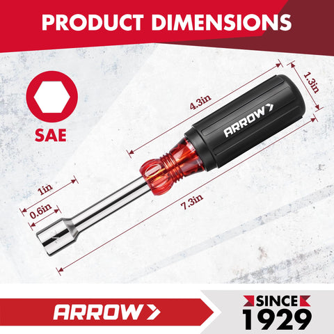 Arrow Nut Driver Set 7pc ideal for automotive, electrical, and home repairs