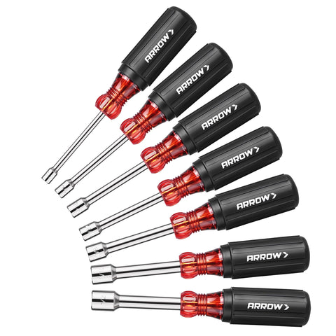 Arrow Nut Driver Set 7pc with hollow shaft for reaching long bolts in tight spaces