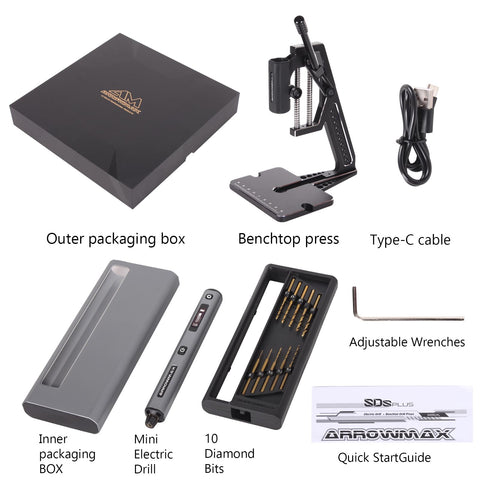 Aluminum storage box keeps 10 drill bits organized and protected.