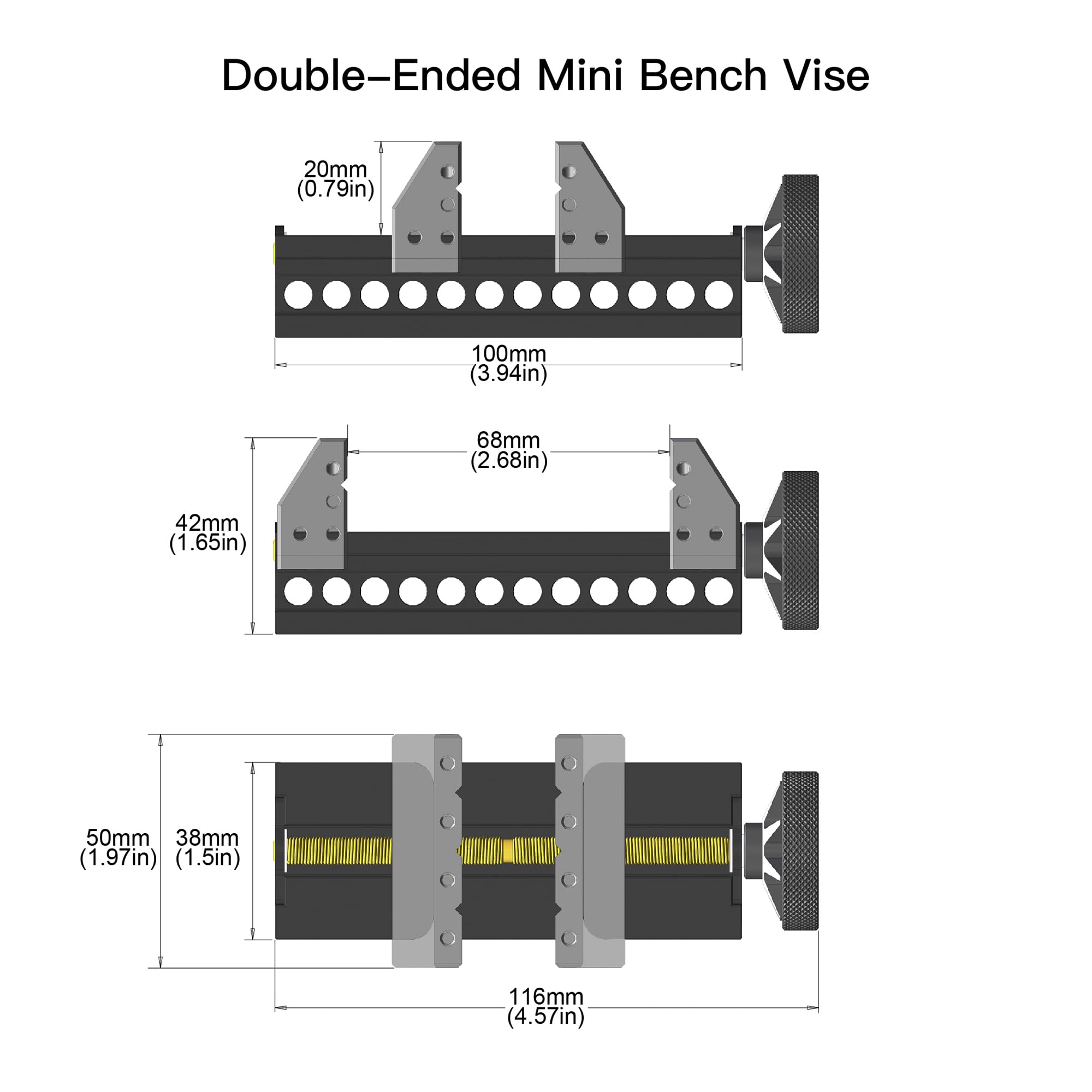 ARROWMAX AM compact 68mm by 38mm vise fits small projects.