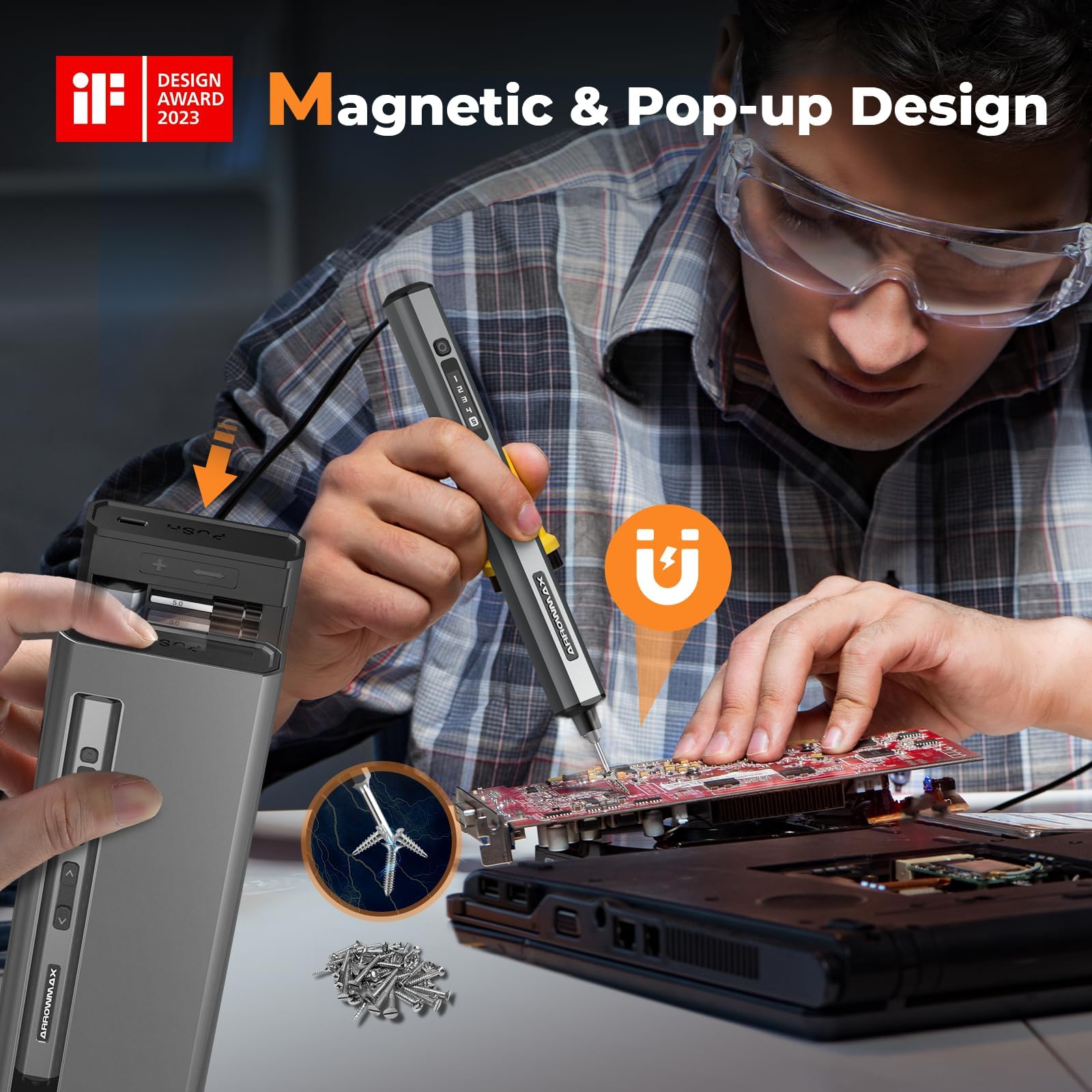 ARROWMAX AM magnetic bit holder keeps blades secure during use
