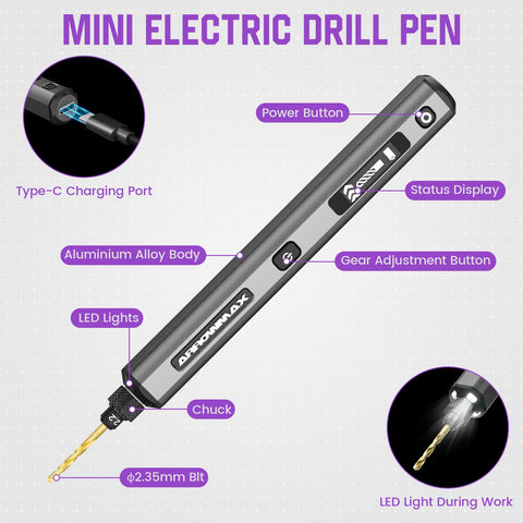 ARROWMAX AM Mini Drill Pen with LED lights for detailed work in dim spaces