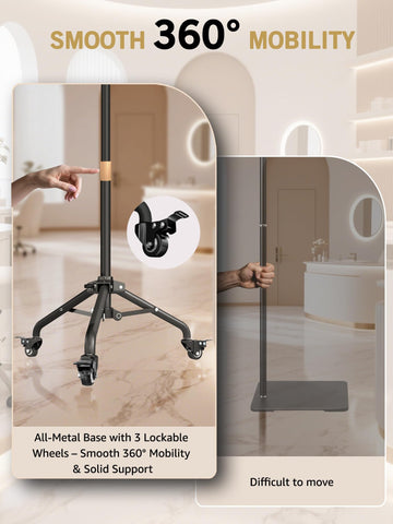 Arsoer flexible arm with two pivots for optimal angle during eyelash and makeup work.