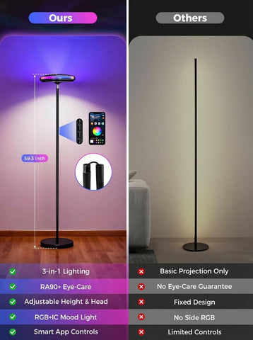 Arsoma height-adjustable pole enabling versatile room placement