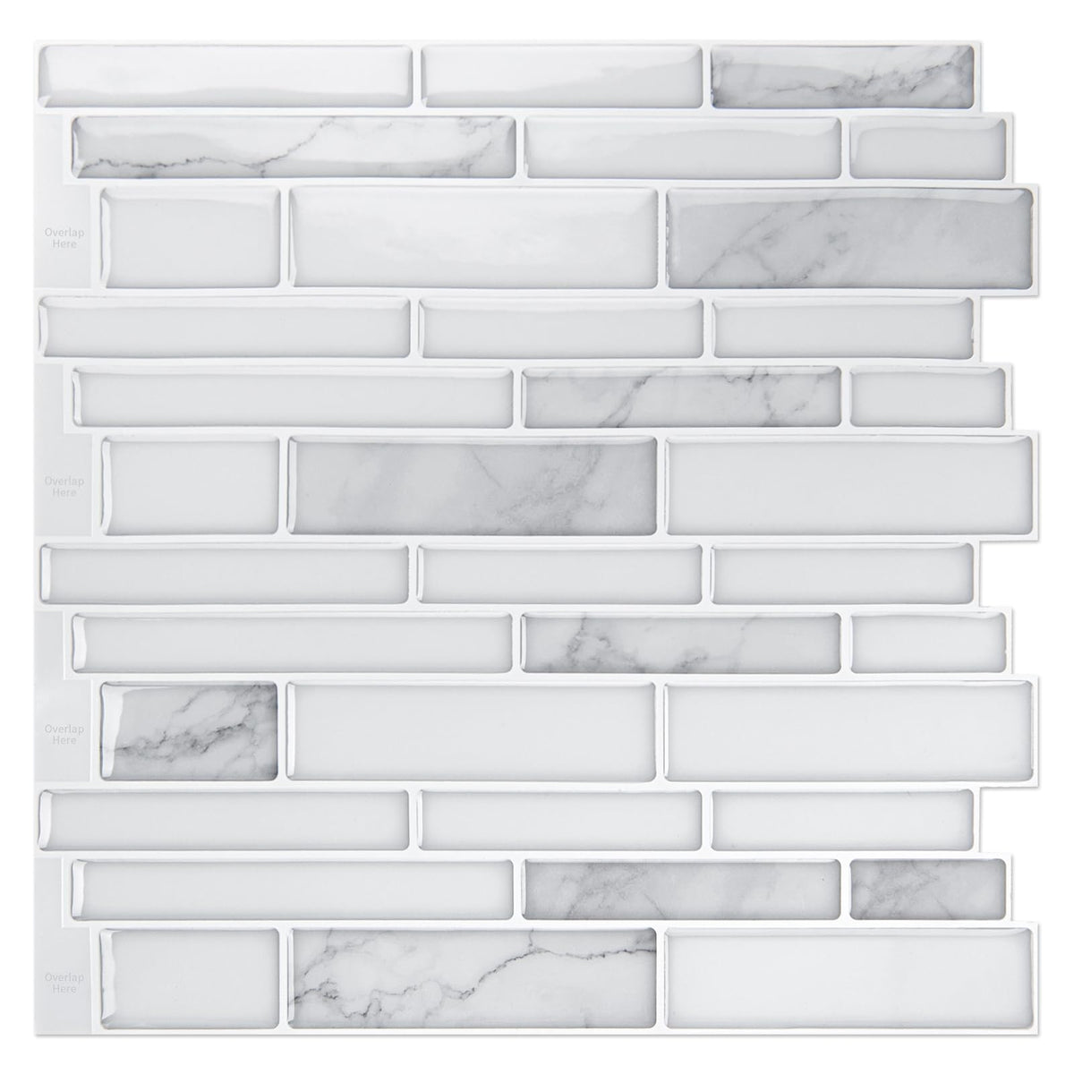 Art3d 10-sheet kitchen backsplash tile in white marble design for effortless DIY installation