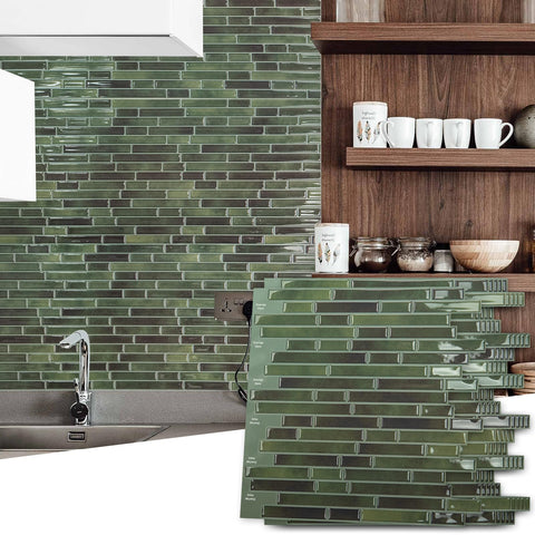 Art3d green 12x12 peel-and-stick backsplash tile for quick kitchen upgrade