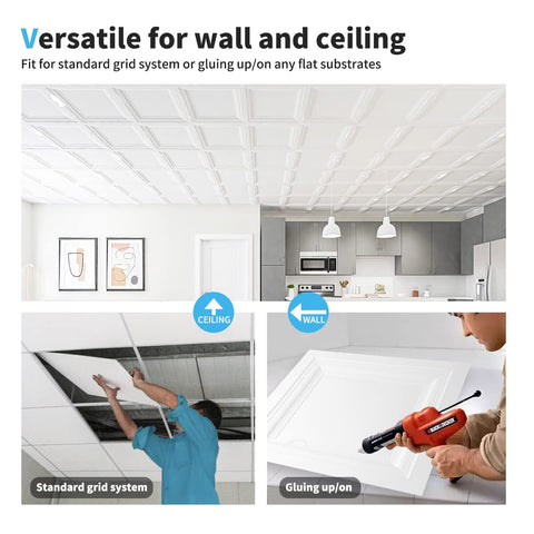 Art3d tile edge detail showing clean lines for ceilings.