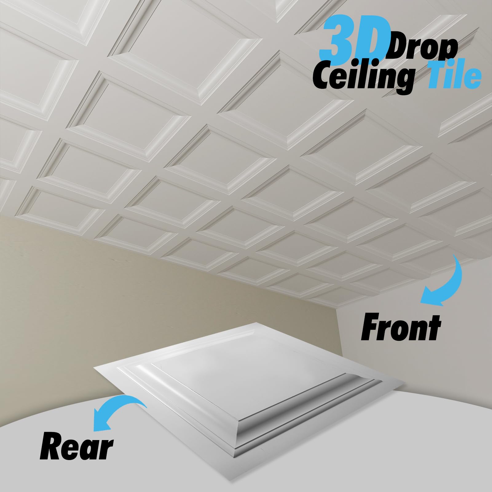 Art3d white finish tile with durable, moisture-resistant surface.