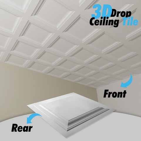 Art3d white finish tile with durable, moisture-resistant surface.